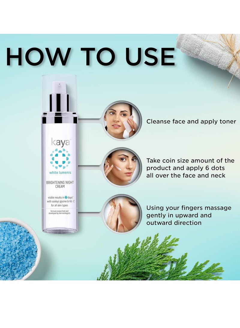 Kaya Clinic Brightening Night Cream 50ml Azelaic Acid Vitamin C Moisturizer For Visibly Brighter Soft Skin All Skin Types  50ML - Image 3