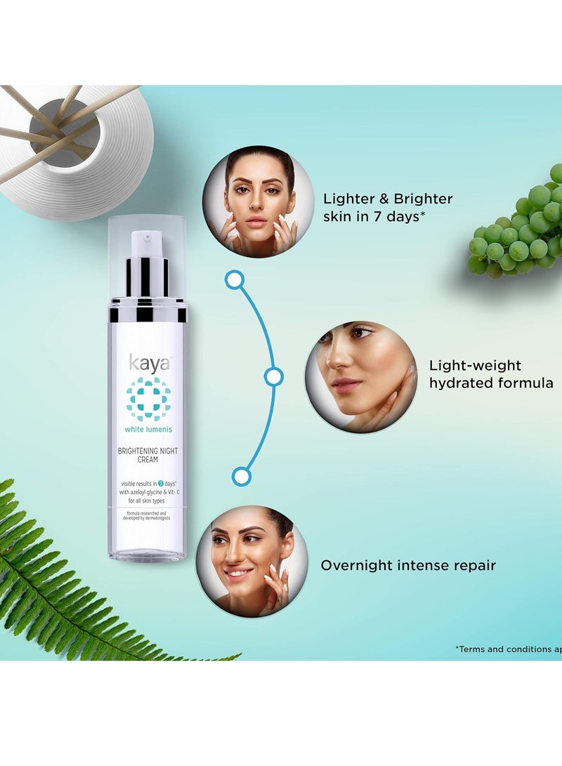 Kaya Clinic Brightening Night Cream 50ml Azelaic Acid Vitamin C Moisturizer For Visibly Brighter Soft Skin All Skin Types  50ML - Image 2