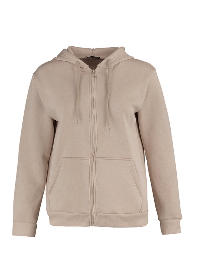 trendyol - Hooded Oversize/Wide Fit Zippered Hooded Thick Inside Fleece Sweatshirt TWOAW21SW0840 - Image 1