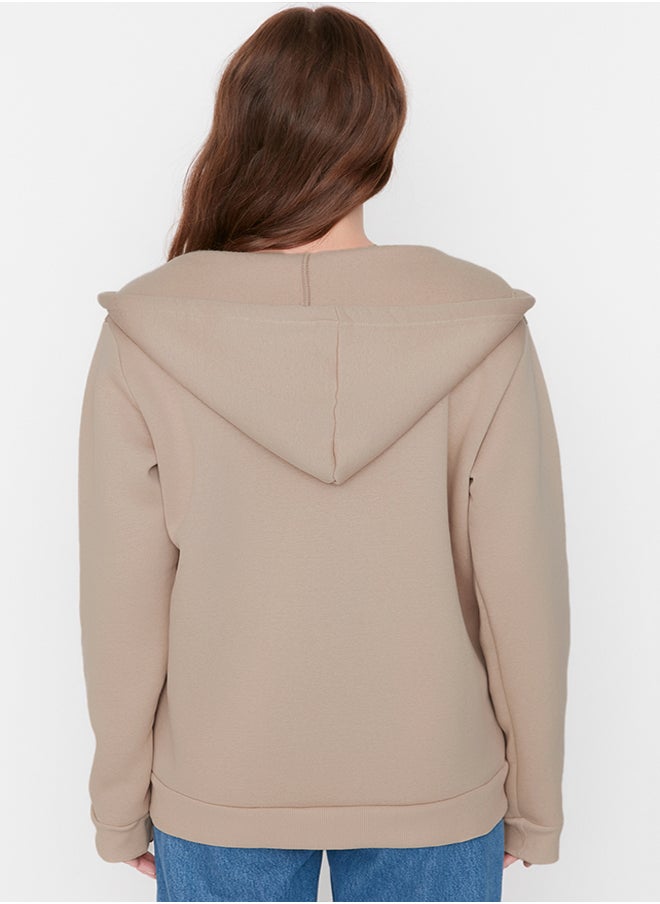 trendyol - Hooded Oversize/Wide Fit Zippered Hooded Thick Inside Fleece Sweatshirt TWOAW21SW0840 - Image 1