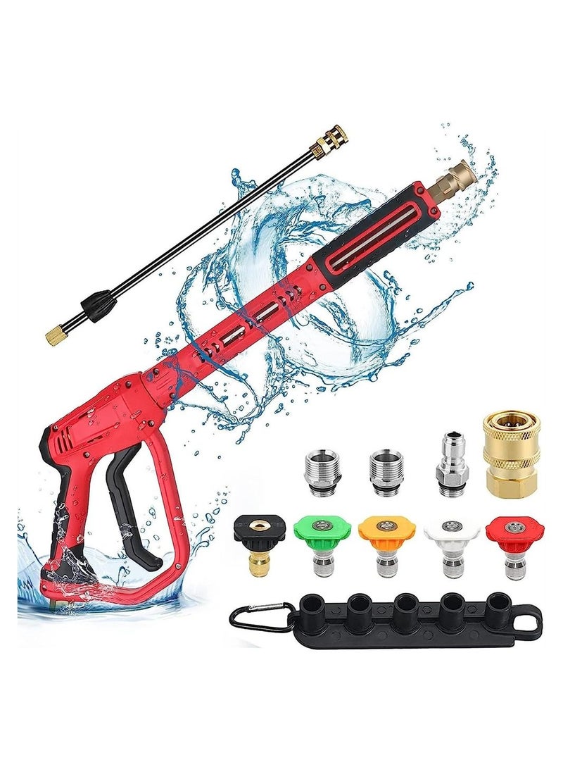 DMG TECH High Pressure Washer Gun with Replacement Wand Extension, High Power Washer Gun with 3/8'' Swivel Quick Connect, M22 15mm or M22 14mm Fitting, 5 Nozzle Tips, 4000 PSI  - Image 1