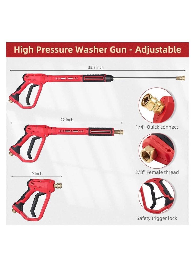 DMG TECH High Pressure Washer Gun with Replacement Wand Extension, High Power Washer Gun with 3/8'' Swivel Quick Connect, M22 15mm or M22 14mm Fitting, 5 Nozzle Tips, 4000 PSI  - Image 4