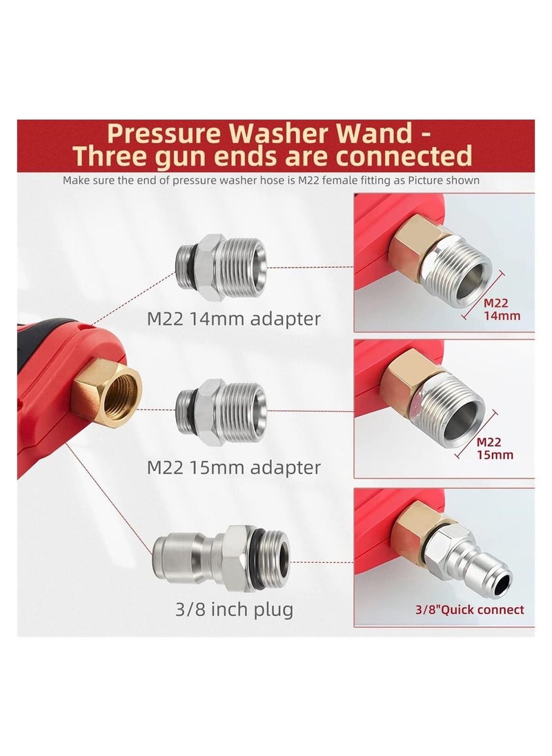 DMG TECH High Pressure Washer Gun with Replacement Wand Extension, High Power Washer Gun with 3/8'' Swivel Quick Connect, M22 15mm or M22 14mm Fitting, 5 Nozzle Tips, 4000 PSI  - Image 5