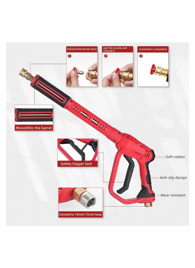 DMG TECH High Pressure Washer Gun with Replacement Wand Extension, High Power Washer Gun with 3/8'' Swivel Quick Connect, M22 15mm or M22 14mm Fitting, 5 Nozzle Tips, 4000 PSI  - Image 2