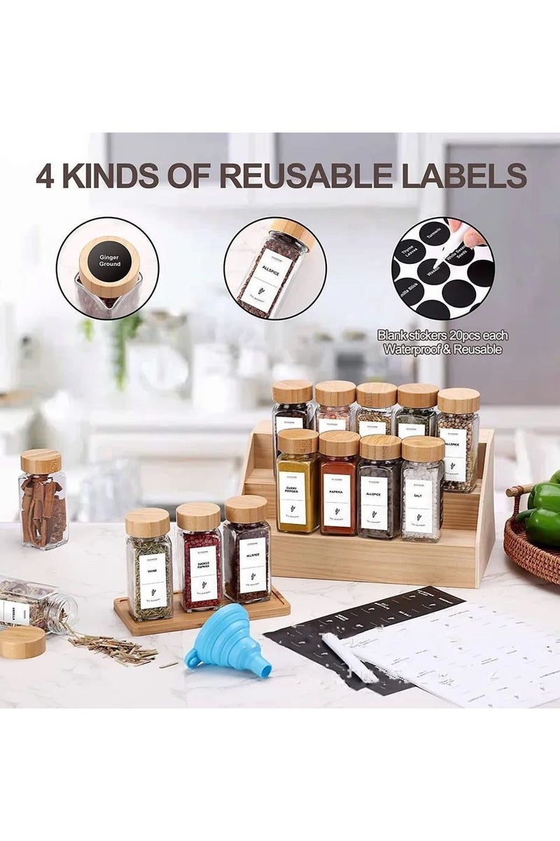 12-Piece Spice Jar Set with Labels, Cleaning Brush & Silicone Funnel  - Image 1