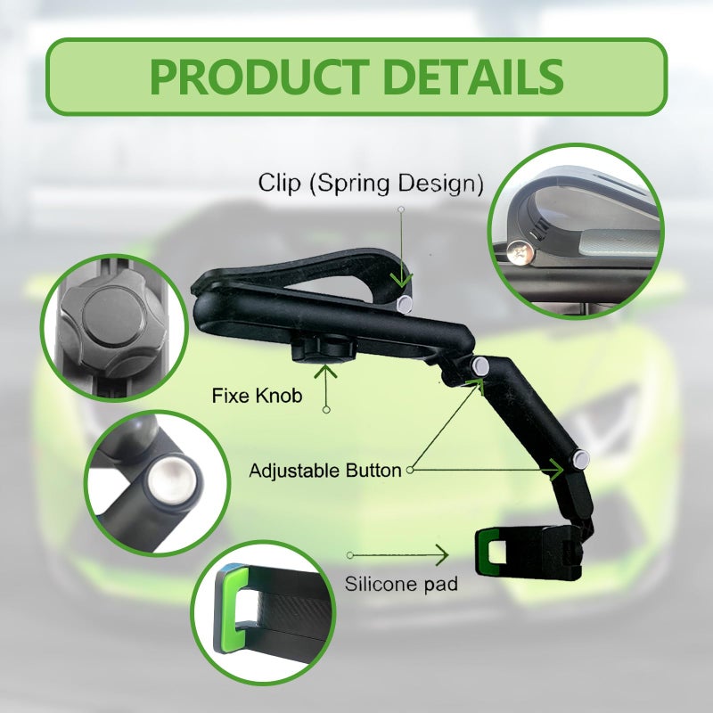 Pleoos Sun Visor Car Phone Holder, 360Â° Rearview Phone Holder for Car Sun Visor, Retractable Car Phone Mount Compatible with iPhone/Android/Samsung - Image 3