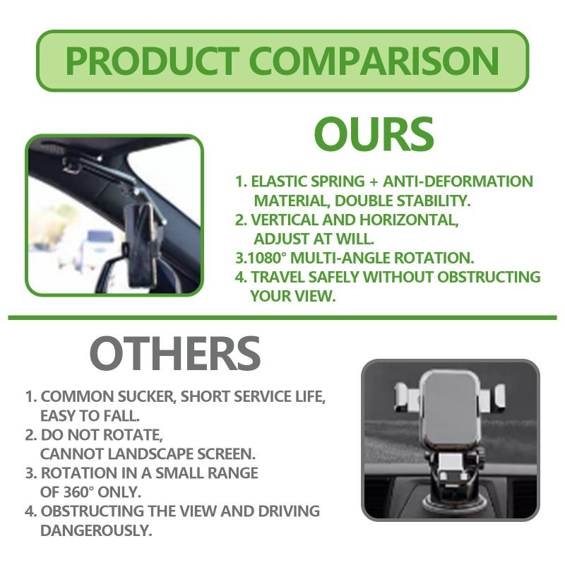Pleoos Sun Visor Car Phone Holder, 360Â° Rearview Phone Holder for Car Sun Visor, Retractable Car Phone Mount Compatible with iPhone/Android/Samsung - Image 5
