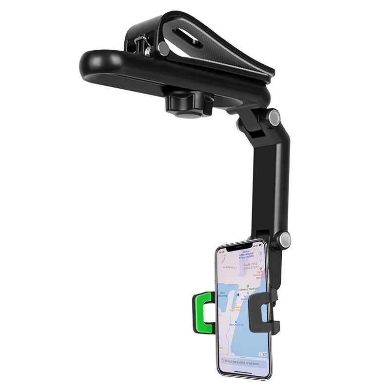 Pleoos Sun Visor Car Phone Holder, 360Â° Rearview Phone Holder for Car Sun Visor, Retractable Car Phone Mount Compatible with iPhone/Android/Samsung - Image 1