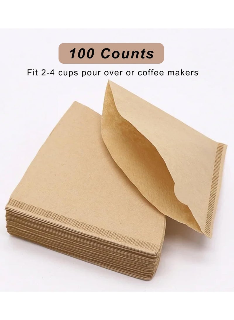 General - Coffee Filter Paper (100 pcs), Disposable Coffee Filter Cups, 100 Unbleached Natural Paper Filter Ears 2-4 Cups, Conical for Pour Over and Drip Coffee Makers - Image 1