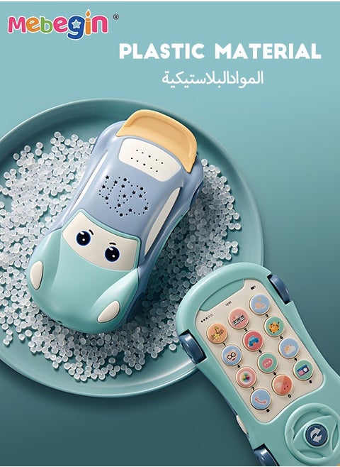 2 in 1 Car-shaped Mobile Phone Toy with Star Projection, Light and Music, Multifunctional Baby Phone Toy with 13 Buttons, Teething Toy for Babies, Perfect for Bbabies Who Enjoy Playing with Real Phones, 3 AAA Batteries Required(Not Included), 15*7.5*3.7cm