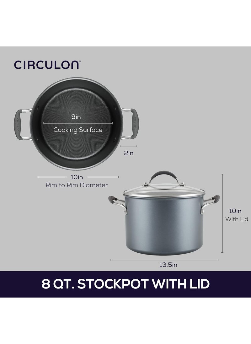 Circulon Circulon A1 Series with ScratchDefense Technology Nonstick Induction Stockpot with Lid, 8 Quart, Graphite  - Image 3