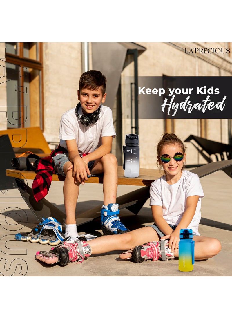 LA' PRECIOUS - 350ml Kids Water Bottle - USA Tritan Material Non-Toxic BPA Free - Fast Flow - Flip Top Leak Proof Lid and One Click Open - Image 1