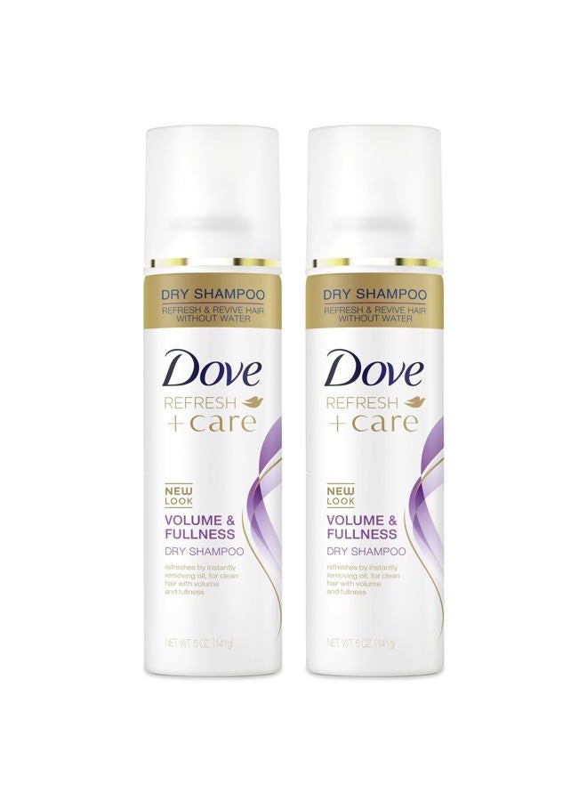 Dove بخاخ شامبو جاف، حجم وكثافة، يمتص الزيت لتجديد الشعر دون غسيل، 5 أونصات (عبوتين) - Image 1