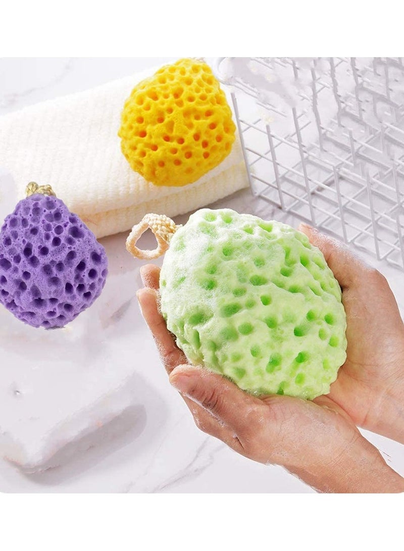 KASTWAVE Natural Bath Sponges, 3 Pack Loofah Shower Sponge Body Scrubber Exfoliating Cleaning Body Sponge for Men Women Kids - Image 3