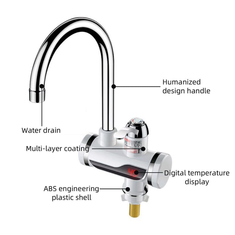 Drumstone (𝟏𝟓 𝐘𝐞𝐚𝐫𝐬 𝐰𝐚𝐫𝐫𝐚𝐧𝐭𝐲) Instant Electric Tankless Water Heater Tap – Fast Heating Hot & Cold Faucet with LED Temperature Display – Energy-Saving Geyser for Kitchen & Bathroom - Image 5