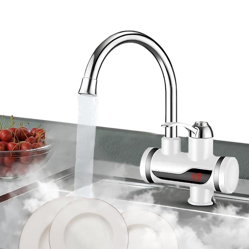 Drumstone (𝟏𝟓 𝐘𝐞𝐚𝐫𝐬 𝐰𝐚𝐫𝐫𝐚𝐧𝐭𝐲) Instant Electric Tankless Water Heater Tap – Fast Heating Hot & Cold Faucet with LED Temperature Display – Energy-Saving Geyser for Kitchen & Bathroom - Image 1