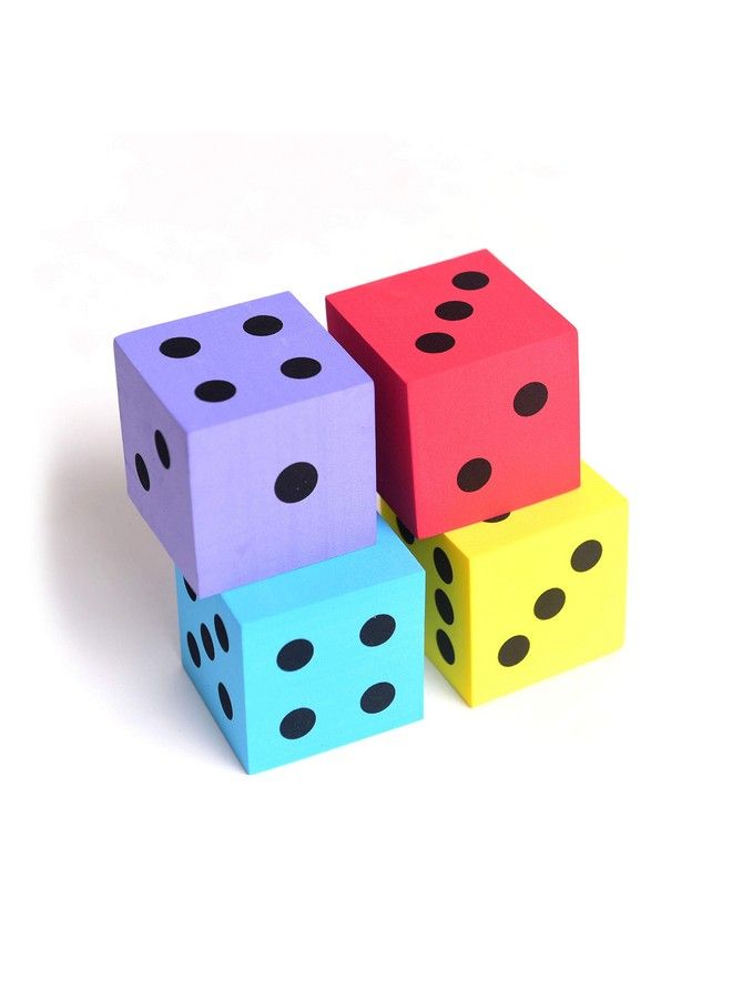 Deke Home نرد رغاوي كبير 4 قطع/عبوة. مربعات بألوان متنوعة ممتازة لألعاب الأطفال الأولاد والبنات هدايا للحفلات أدوات حشو ممتعة لألعاب الهدايا - Image 4