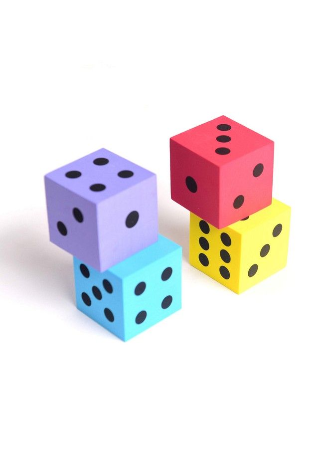 Deke Home نرد رغاوي كبير 4 قطع/عبوة. مربعات بألوان متنوعة ممتازة لألعاب الأطفال الأولاد والبنات هدايا للحفلات أدوات حشو ممتعة لألعاب الهدايا - Image 2