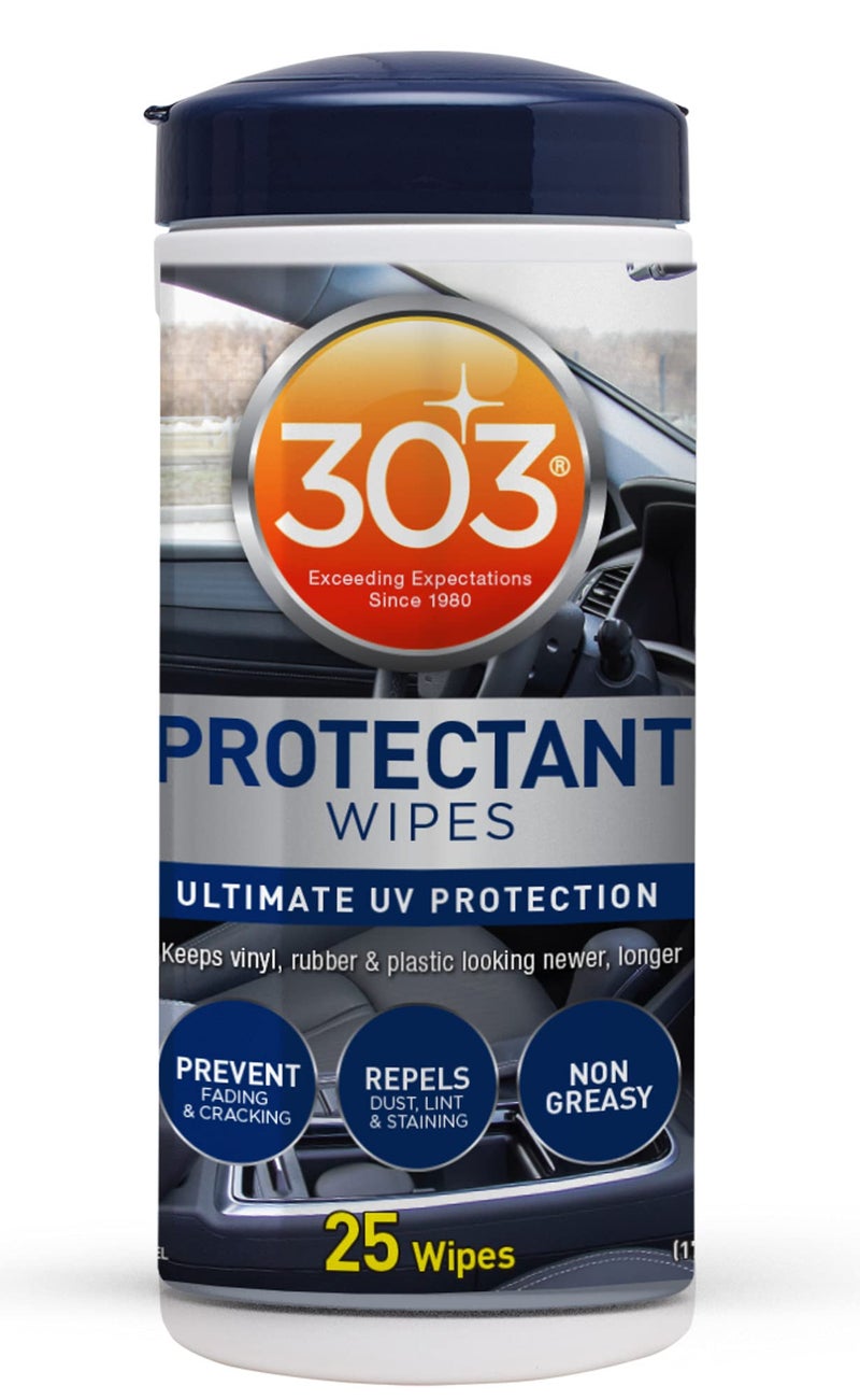 303 Products Automotive Protectant Wipes - Helps Prevent Fading & Cracking, Repels Dust, Lint & Staining, Superior UV Protection & Restores Lost Color, Exterior & Interior Car Cleaning Supplies - Image 1