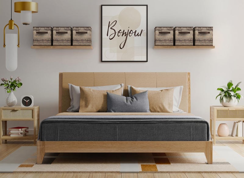 Sorbus Foldable Storage Cube Basket Bin, Rustic Wood Grain Print, 4-Pack (Rustic Bin - Brown) - Image 2