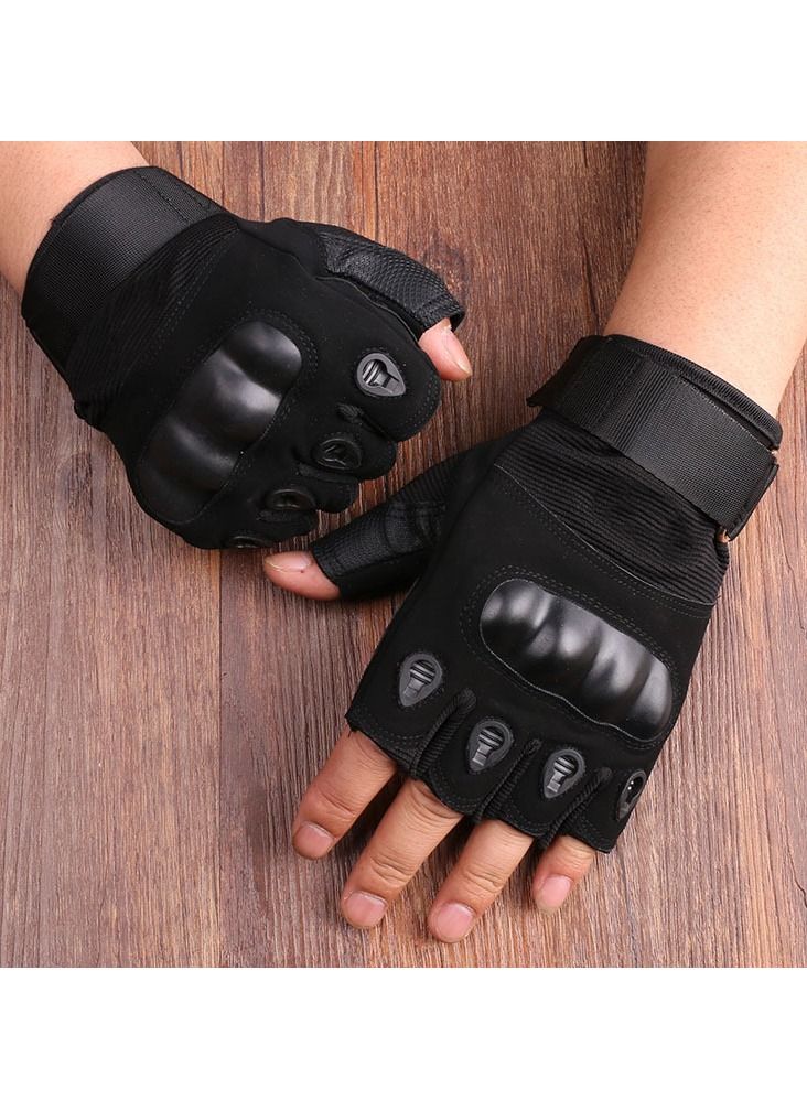 M MIAOYAN M MIAOYAN Tactical Gloves Black Hawk O Kee Outdoor Riding Army Fans Anti-cutting Field Performance Sports Fitness Hard Shell Half Finger Gloves  - Image 1