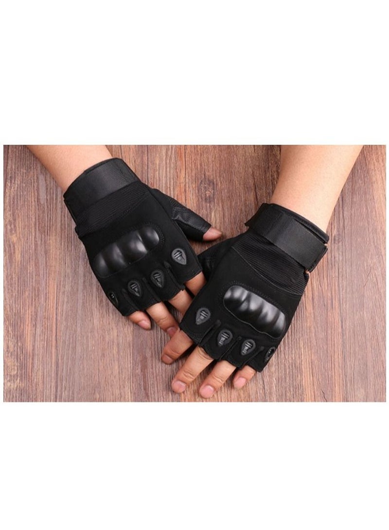 M MIAOYAN M MIAOYAN Tactical Gloves Black Hawk O Kee Outdoor Riding Army Fans Anti-cutting Field Performance Sports Fitness Hard Shell Half Finger Gloves  - Image 2