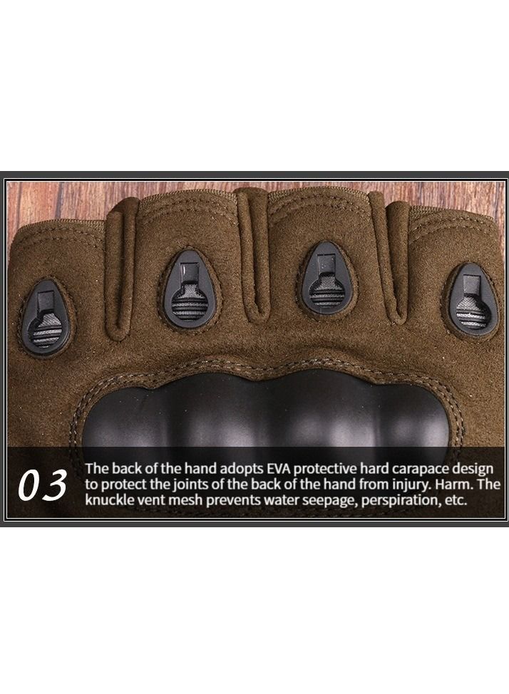 M MIAOYAN M MIAOYAN Tactical Gloves Black Hawk O Kee Outdoor Riding Army Fans Anti-cutting Field Performance Sports Fitness Hard Shell Half Finger Gloves  - Image 5