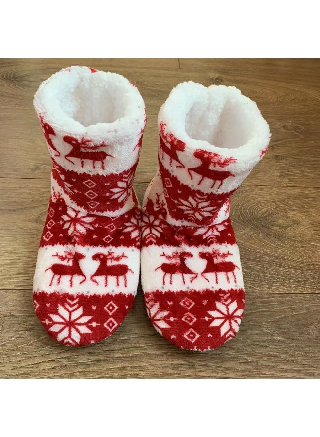 إسكدنيا الصفحة الرئيسية حذاء عيد الميلاد للنساء الرجال، الشتاء حذاء بلوش مع رغوة الذاكرة، فلوفي ناعم انزلاق دافئ على حذاء المنزل - Image 1