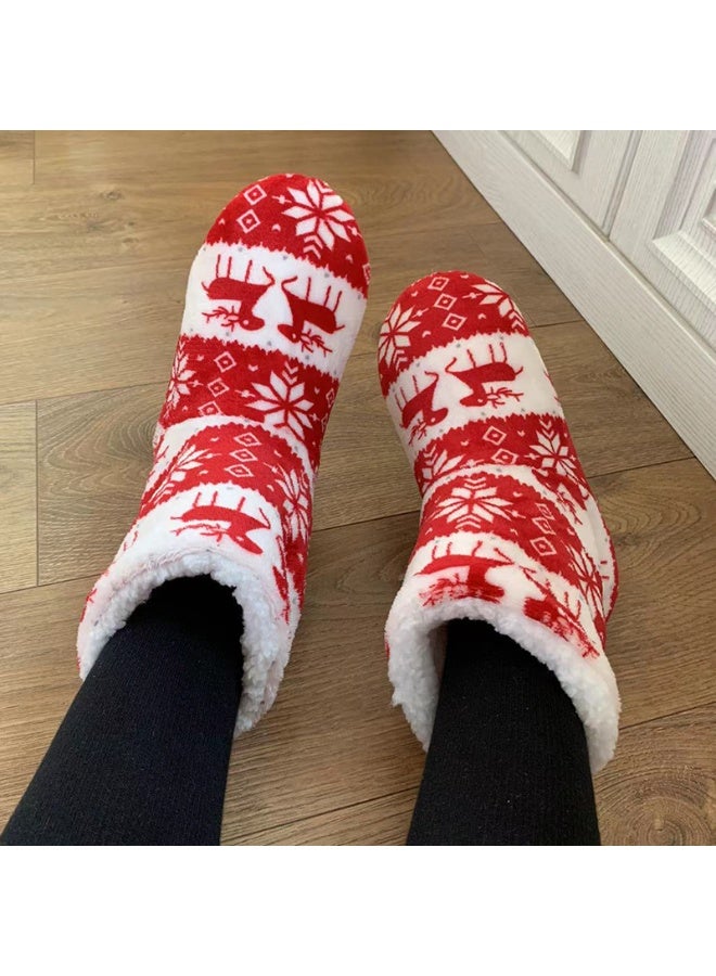 إسكدنيا الصفحة الرئيسية حذاء عيد الميلاد للنساء الرجال، الشتاء حذاء بلوش مع رغوة الذاكرة، فلوفي ناعم انزلاق دافئ على حذاء المنزل - Image 2