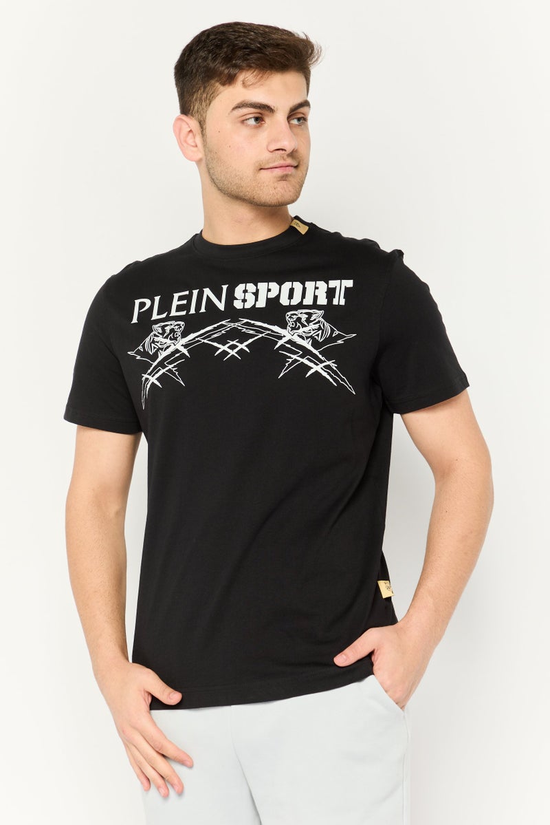 PHILIPP PLEIN Plein Sport Men Sportswear Fit Short Sleeves Outdoor T-Shirt, Black - Image 1