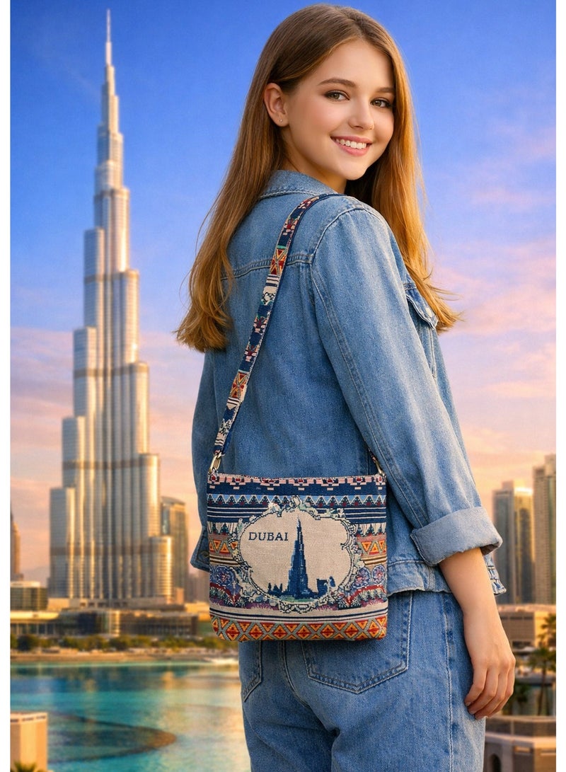سوق الهدايا التذكارية حقيبة كتف أنيقة بتصميم برج خليفة الشهير، تُضفي لمسة عصرية وعصرية على إطلالتك اليومية. مثالية للبالغين والمراهقين والأطفال، هذه الحقيبة متعددة الاستخدامات رائعة للتسوق والسفر والنزهات الشاطئية والاستخدام اليومي. خفيفة الوزن ومتينة ومريحة للحمل، مثالية كحقيبة يومية أنيقة أو هدية تذكارية. - Image 1