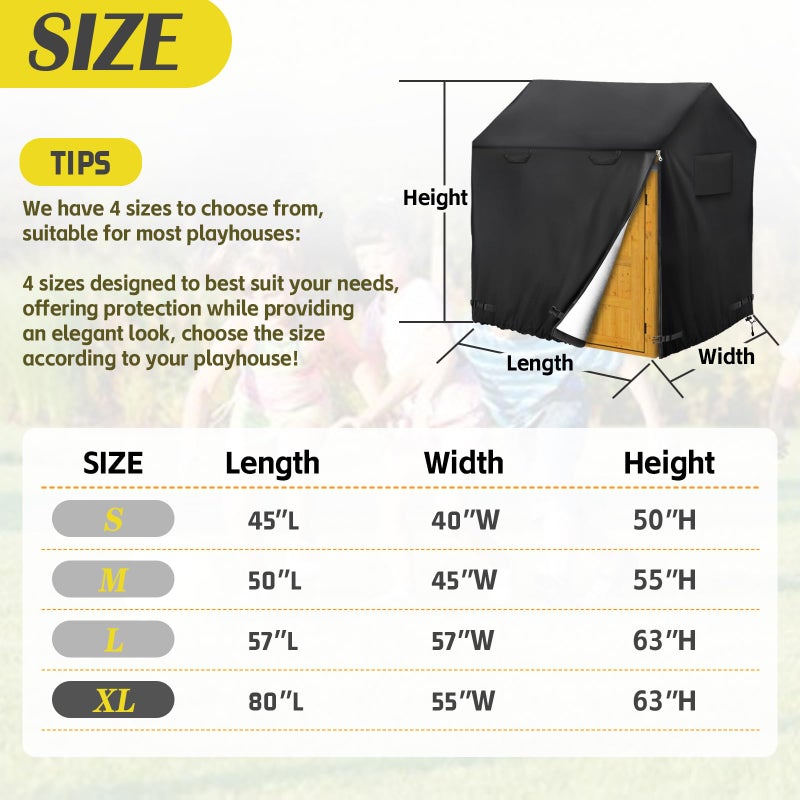 Iceberg Elf Large Outdoor Playhouse Cover80 L X 55 W X 63 HBlackWaterproof Sun Protection Dust640D Heavy Duty Oxford Fabrickids Playhouse YearRound Protective Covers - Image 3