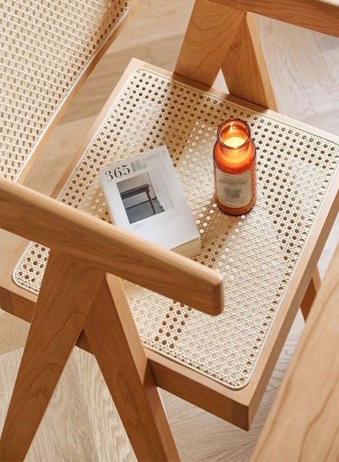Modern Solid Wood Vintage Rattan Dining Chair with Armrest for Dining table Living Room 47x51x83 cm