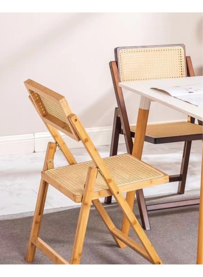 Modern Solid Wood Vintage Rattan Dining Chair with Armrest for Dining table Living Room 47x51x83 cm