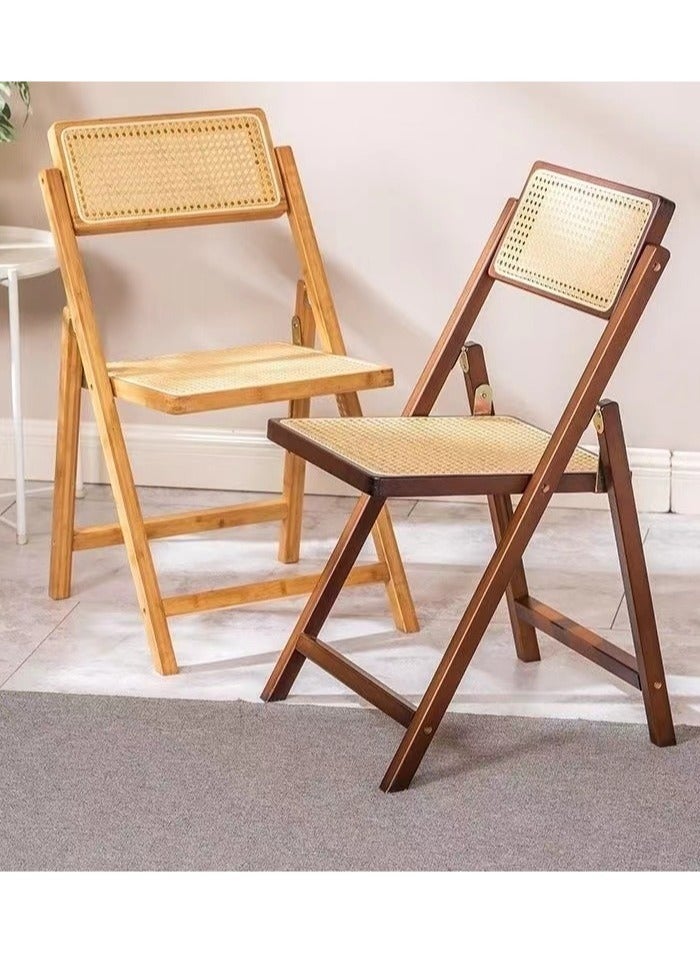 Modern Solid Wood Vintage Rattan Dining Chair with Armrest for Dining table Living Room 47x51x83 cm