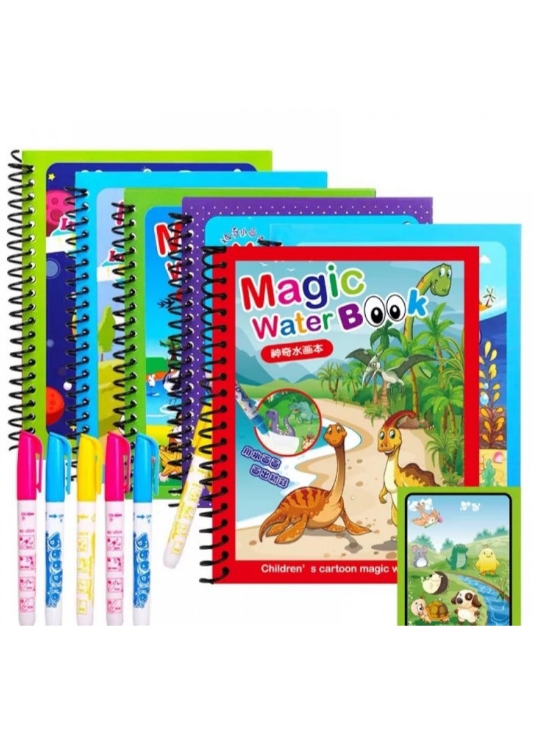 3 Books - Kids Magic Water Colouring Book Unlimited Fun with Water (multi-shape) for +3 kids, Coloring Drawing Reusable Water-Reveal Activity Pad, Chunky-Size Water Pen, Magic Coloring Book, Watercolor Magic Coloring Book, Sketchbook with Watercolor Magic Pen for Kids - Assorted Shapes, Fantastic Kids Toys, Magic Watercolor Coloring Book, Magic Water Book, Water Coloring Book, Doodling Paint with Water Magic Pen Painting Board, Children Education Drawing Toy, Water Coloring Book Toy Scribble Coloring Book with Magic Pen and Drawing Pad, Birthday Gift (multi-shape) - Image 1