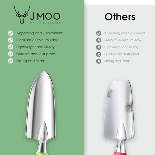 JMOO أدوات حديقة JMOO، مجموعة أدوات حديقة مكونة من 8 قطع مع مقابض مريحة غير قابلة للانزلاق، أدوات حديقة يدوية خفيفة الوزن من سبائك الألمنيوم مقاومة للصدأ ومتينة، هدايا مثالية لأدوات الحديقة للنساء والرجال - Image 2