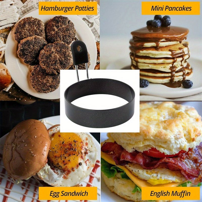Set Of 4 Non Stick Egg Molds Round Muffin Ring Maker English Style Muffin And Pancake Fryer Portable Grilling Tools Perfect For Camping Or Making Breakfast Sandwiches Indoors - Image 4