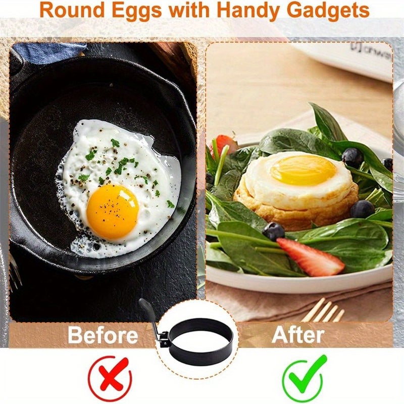 Set Of 4 Non Stick Egg Molds Round Muffin Ring Maker English Style Muffin And Pancake Fryer Portable Grilling Tools Perfect For Camping Or Making Breakfast Sandwiches Indoors - Image 2