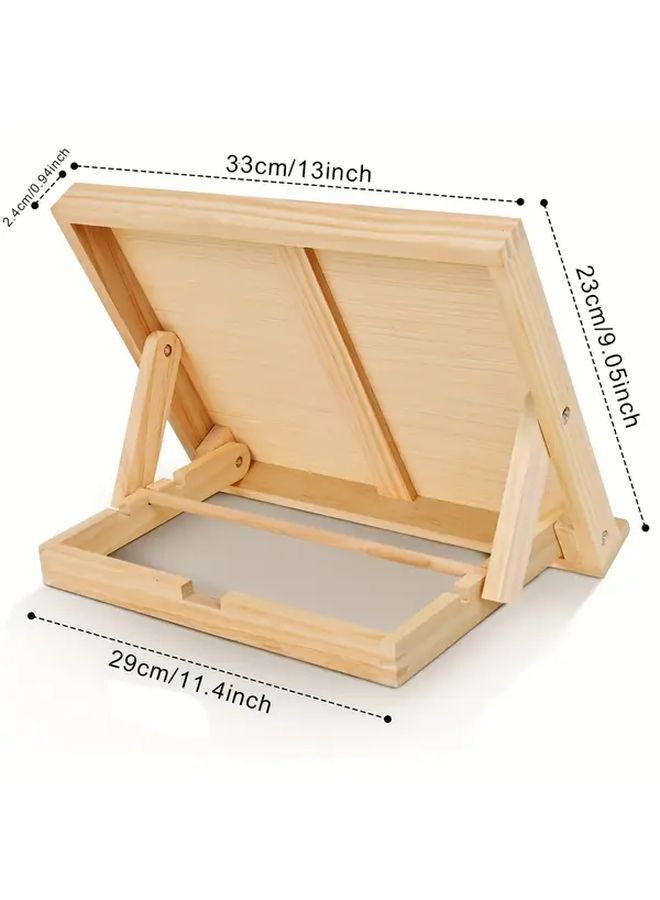 Adjustable Wooden Easel 80 Degree Desktop Stand Ergonomic Artist Canvas Holder Recycled Wood Shelf Decor Variations - Image 2