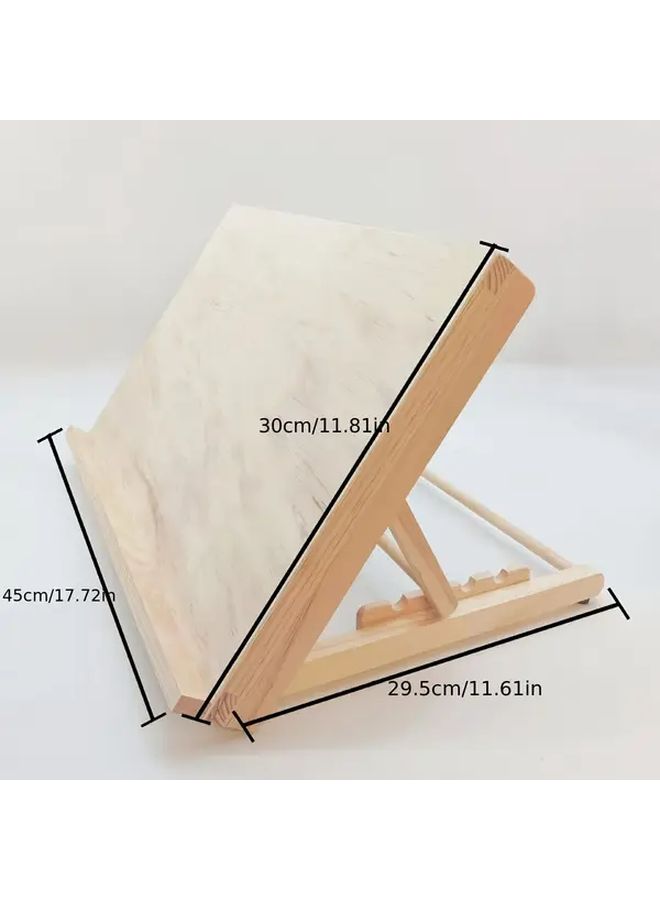 Adjustable Wooden Easel 80 Degree Desktop Stand Ergonomic Artist Canvas Holder Recycled Wood Shelf Decor Variations - Image 3