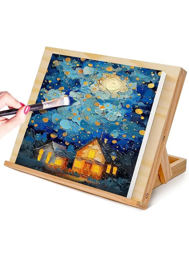 Adjustable Wooden Easel 80 Degree Desktop Stand Ergonomic Artist Canvas Holder Recycled Wood Shelf Decor Variations - Image 4