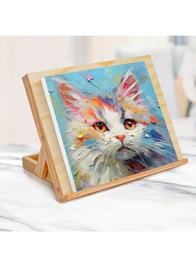 Adjustable Wooden Easel 80 Degree Desktop Stand Ergonomic Artist Canvas Holder Recycled Wood Shelf Decor Variations - Image 5