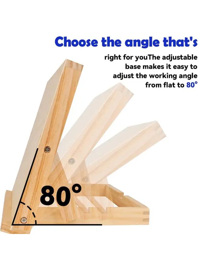 Adjustable Wooden Easel 80 Degree Desktop Stand Ergonomic Artist Canvas Holder Recycled Wood Shelf Decor Variations - Image 1