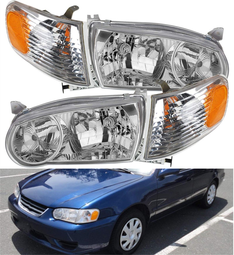 munirater Headlights Headlamp Assembly Replacement for 2001 2002 Corolla wCorner Signal Lamp LeftRight 8115002100 8111002110 8152002070 8151002070