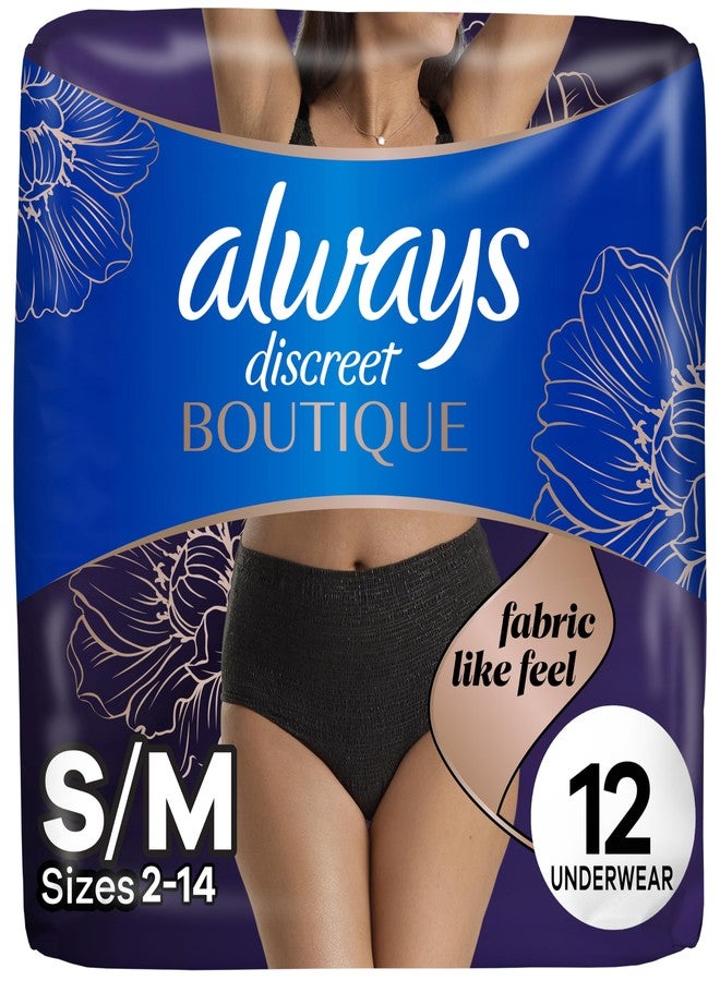 Always Discreet Boutique Incontinence and Postpartum Underwear for Women, Maximum Protection, Small/Medium, Black, 12 Count - Image 1