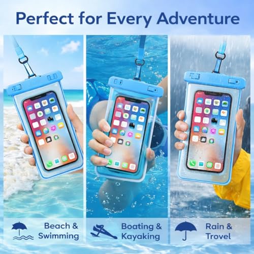 PulGos Pack of 2 Waterproof Phone Pouch (Blue) | IPX8 Transparent Mobile Pouch with Lanyard | Secure Lock Clear Phone Cover for 𝐢𝐏𝐡𝐨𝐧𝐞 & 𝐀𝐧𝐝𝐫𝐨𝐢𝐝 | Swimming, Beach,Travel & Water Sports - Image 4
