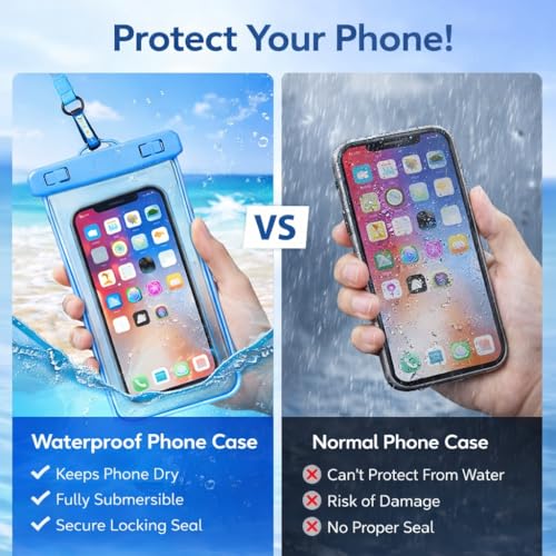 PulGos Pack of 2 Waterproof Phone Pouch (Blue) | IPX8 Transparent Mobile Pouch with Lanyard | Secure Lock Clear Phone Cover for 𝐢𝐏𝐡𝐨𝐧𝐞 & 𝐀𝐧𝐝𝐫𝐨𝐢𝐝 | Swimming, Beach,Travel & Water Sports - Image 3
