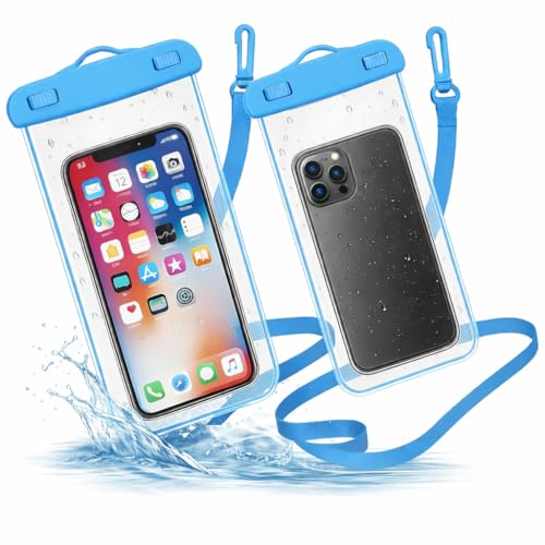 PulGos Pack of 2 Waterproof Phone Pouch (Blue) | IPX8 Transparent Mobile Pouch with Lanyard | Secure Lock Clear Phone Cover for 𝐢𝐏𝐡𝐨𝐧𝐞 & 𝐀𝐧𝐝𝐫𝐨𝐢𝐝 | Swimming, Beach,Travel & Water Sports - Image 1
