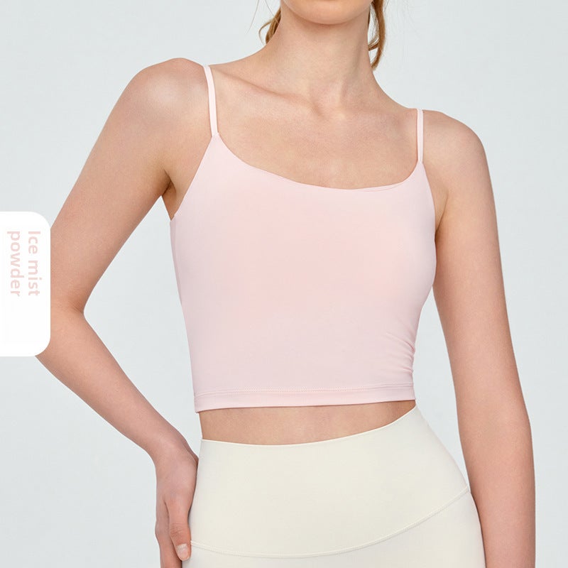 New Yoga Sports Tank Top with Built-in Bra for Women Ice Fog Powder